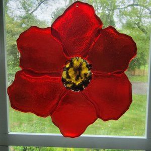 Vintage Red Poppy Suncatcher